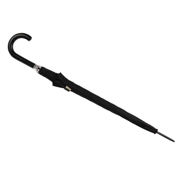 Auto Walker Leatherette Crook Plain Black Umbrella  Extra Image 2